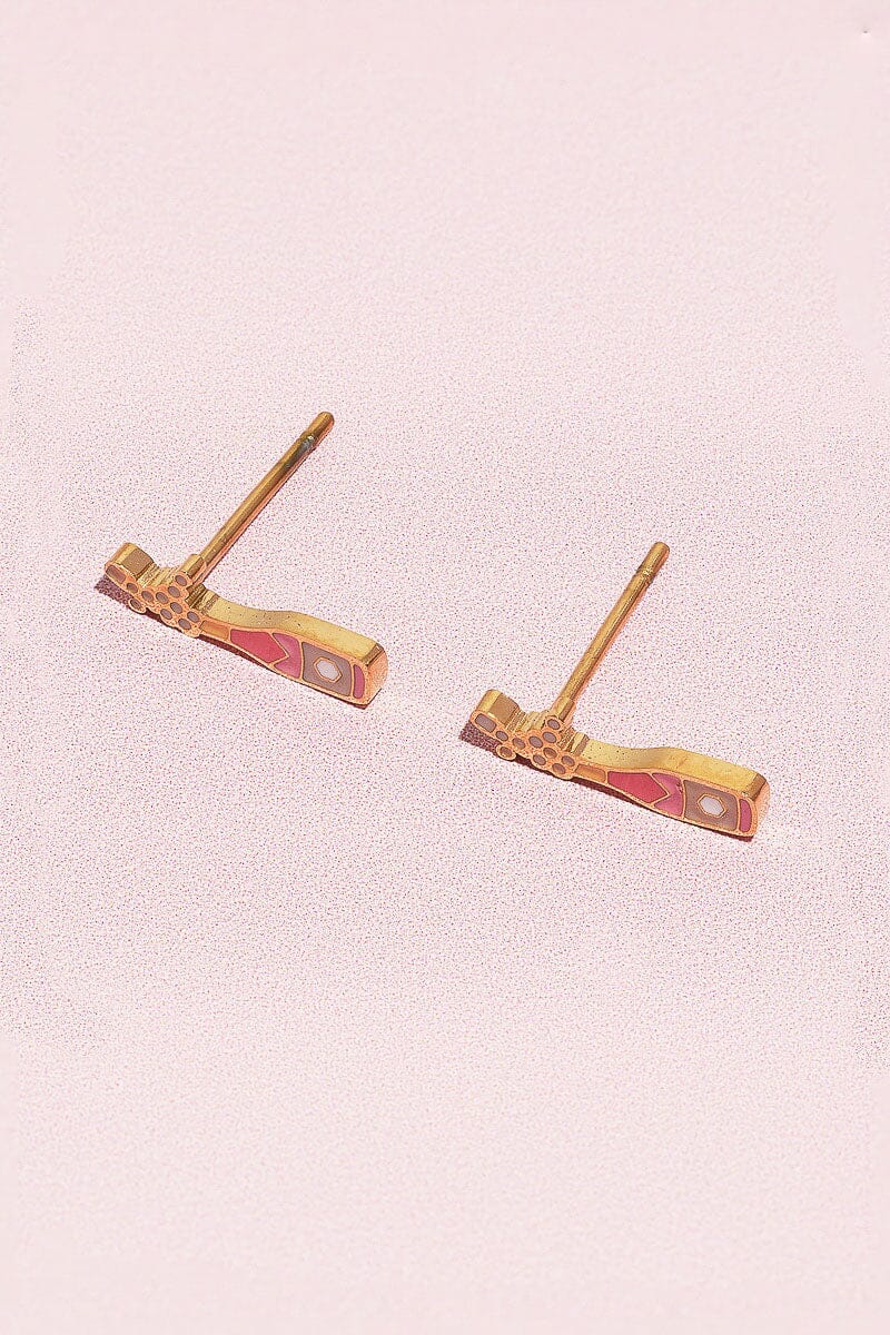 Champagne Bubbly Enamel Charm Stud Earrings - Image 5