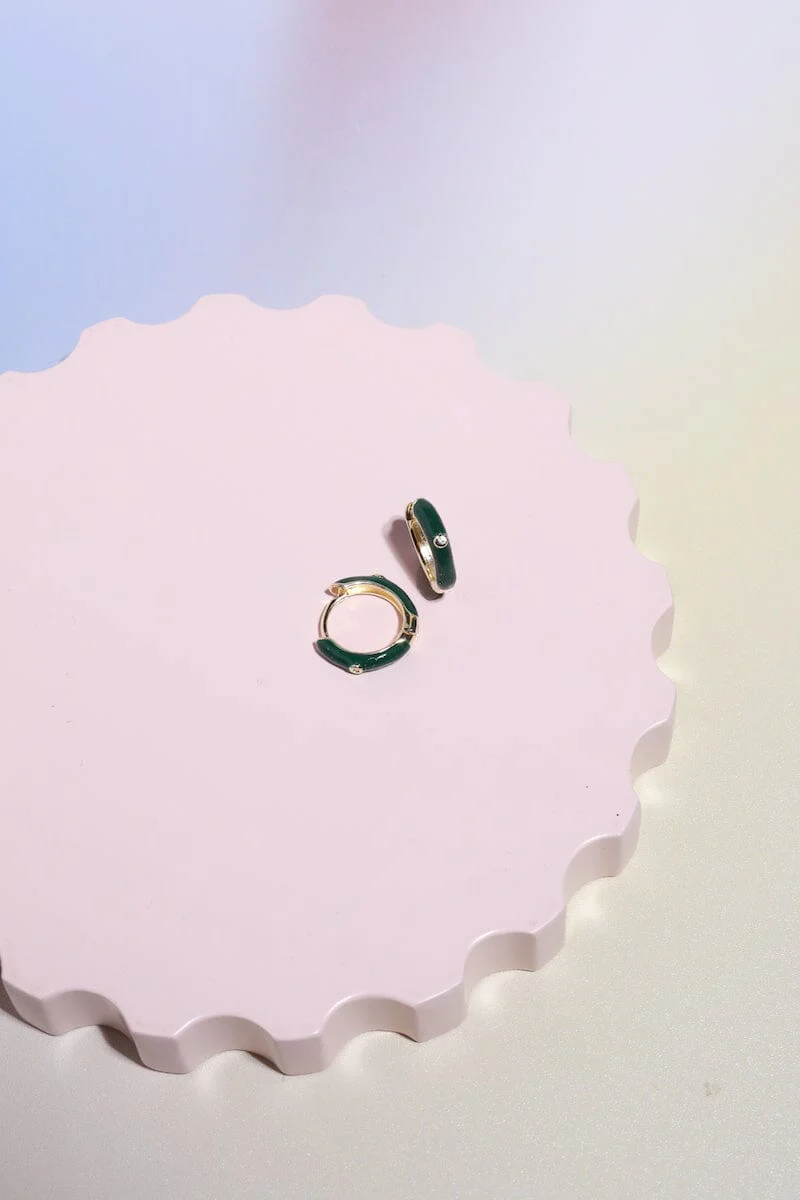 Crystal Enamel Sterling Silver Hoop Huggie - Image 10