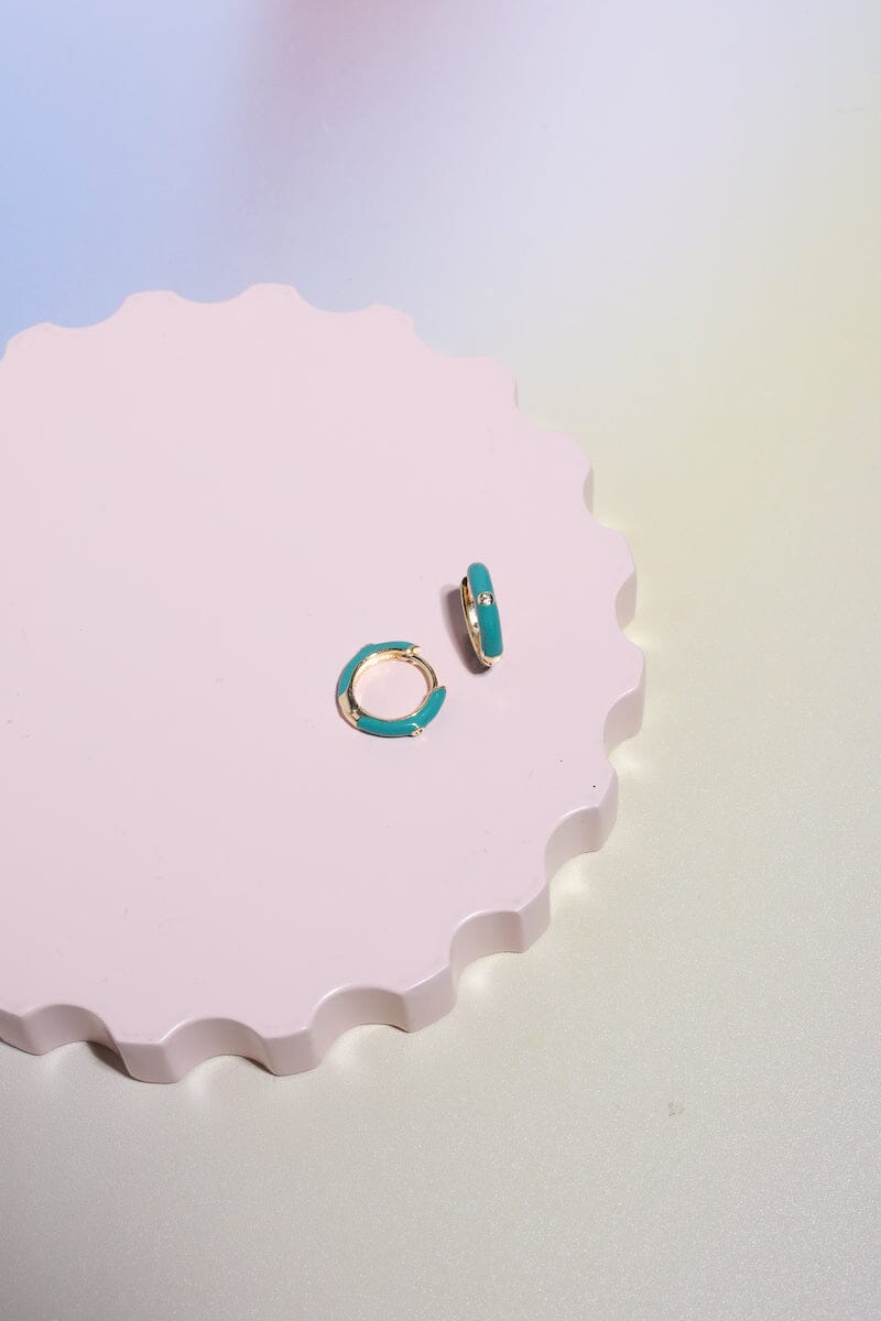 Crystal Enamel Sterling Silver Hoop Huggie - Image 11