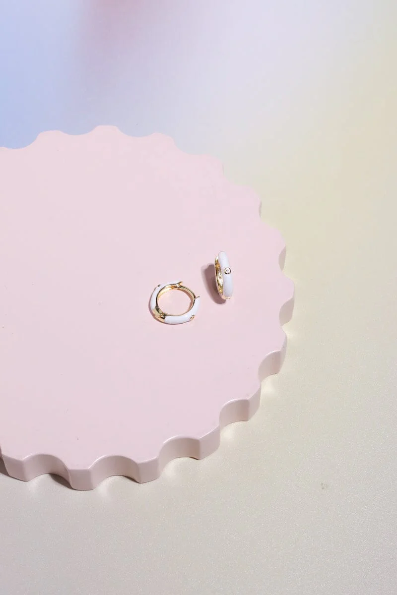 Crystal Enamel Sterling Silver Hoop Huggie - Image 12