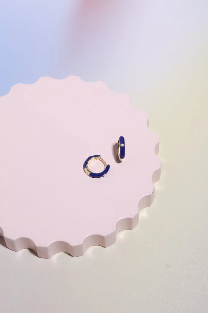 Crystal Enamel Sterling Silver Hoop Huggie - Image 14