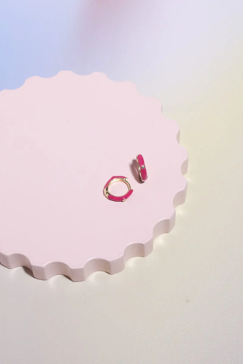 Crystal Enamel Sterling Silver Hoop Huggie - Image 16