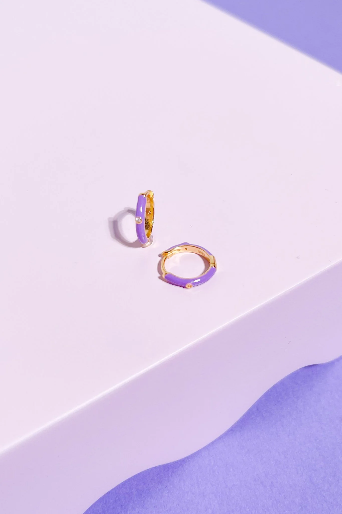 Crystal Enamel Sterling Silver Hoop Huggie - Image 3