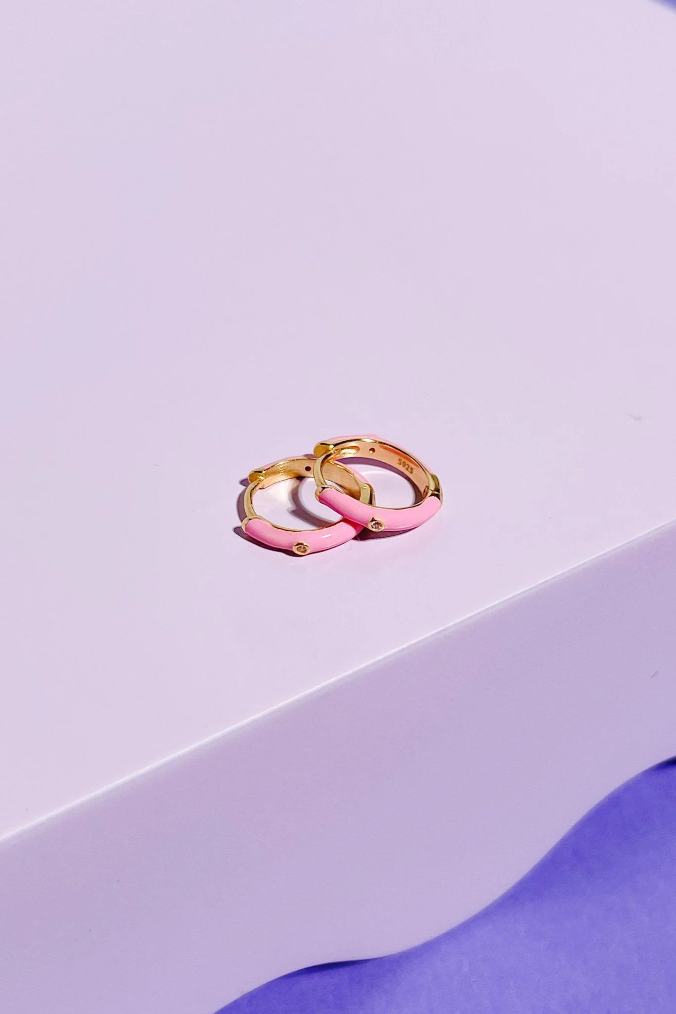 Crystal Enamel Sterling Silver Hoop Huggie - Image 4