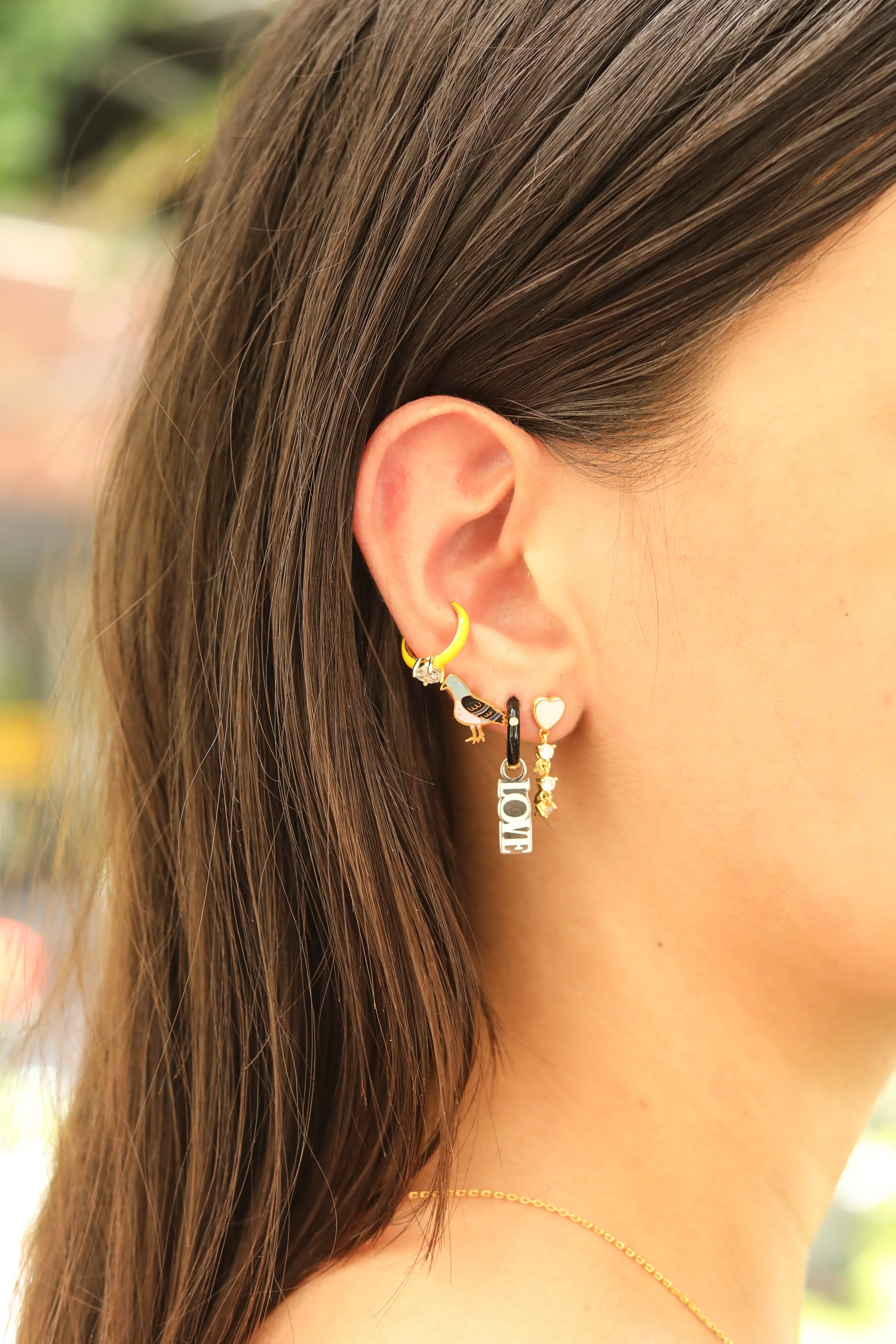 Crystal Enamel Sterling Silver Hoop Huggie - Image 6