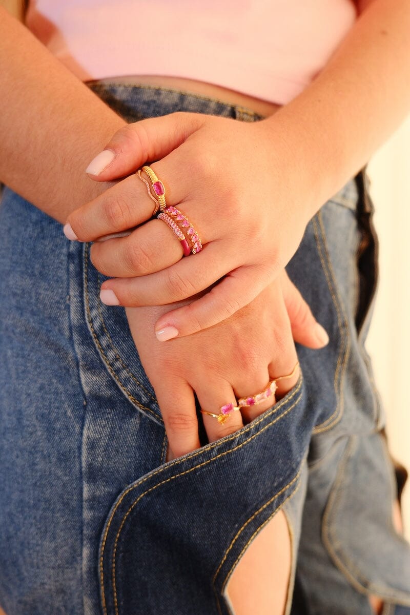 Cotton Candy Bezel Sterling Silver Ring - Image 3