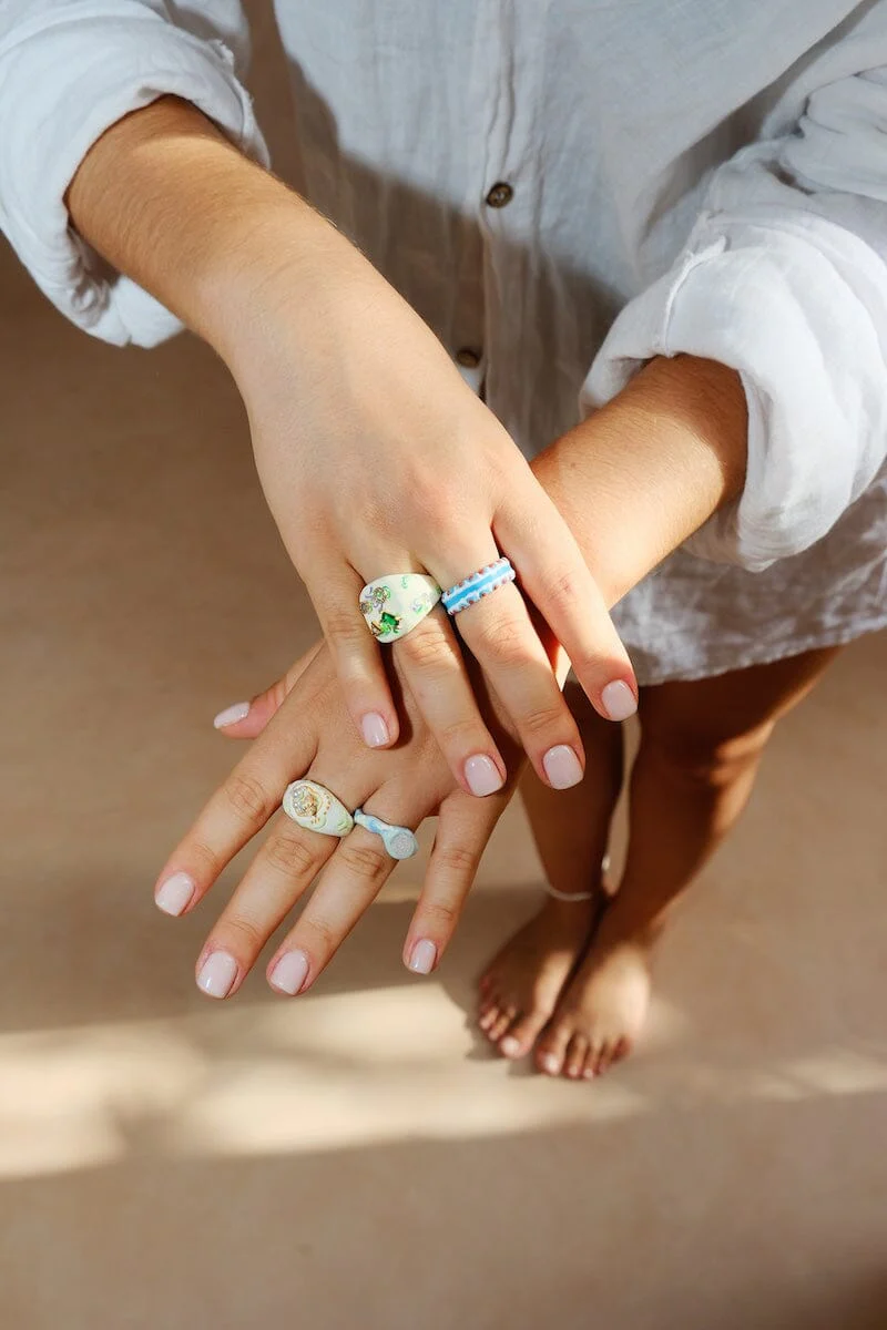 Pink Crystal Painted Stacking Ring - Image 3